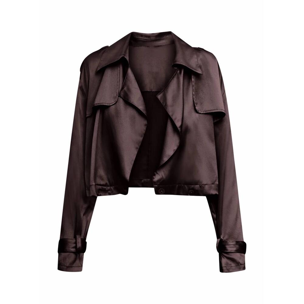 NEW NOUVELLE / SILK95FIVE women's kensington trench crop in chocolate